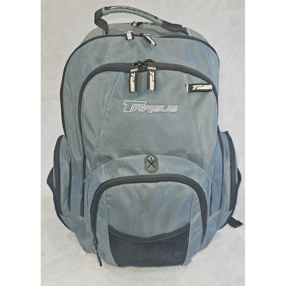 Targus Gray Black Padded Laptop Backpack Multi Compartment Travel Business